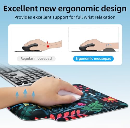 TIDALSOIL Ergonomic Mouse Pad with Memory Foam Wrist Support, Black