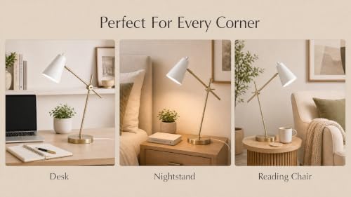 HarvestLand HaloBar White Mordern Desk Lamp, Reading Lamp for Home Office