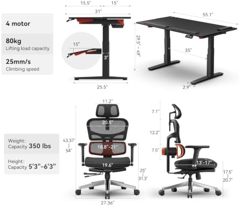 Newtral Smart Motorized Tilt Desk + Ergonomic Office Chair Bundle