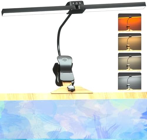 Rechargeable Clip-on Easel Light for Painting, 64 LEDs 4 Color Modes 3 Brightness, Eye-Care Desk Lamp Cordless Easel Lamp for Artists Drawing Art Studio, Memory Function & Touch Control