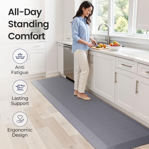 1" Extra Thick Anti Fatigue Kitchen Mats for Floor Standing Desk Mat, Grey