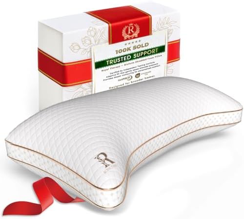 Royal Therapy Queen Memory Foam Pillow, Adjustable Shredded Odor-Free Cut-Out Bed Pillow for Neck & Shoulder Pain Relief, Breathable Support for Back, Stomach, Side Sleepers, BioForm