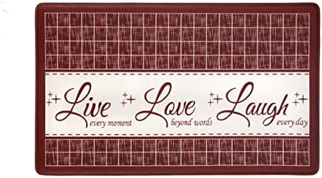 Anti-Fatigue Floor Comfort Mat, 18 x 30 in, Live, Love, Laugh Burgundy