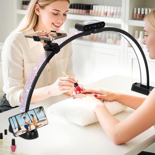 KIRKAS Half Moon Light for Nail Desk, 29in Foldable Nail Lamp for Desk