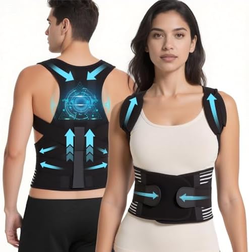 Back Brace Posture Corrector for Women and Men, Shoulder and Back Support Brace, Adjustable Back Straightener Posture Corrector for Pain Relief and Improves Posture (Medium)