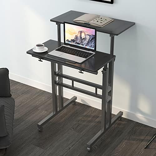 soges 23.6inch Height Adjustable Desk Laptop Desk on The Wheels, Black