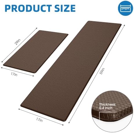Kitchen Mats for Floor, [2PCS] Anti-Fatigue Kitchen Rugs, Brown
