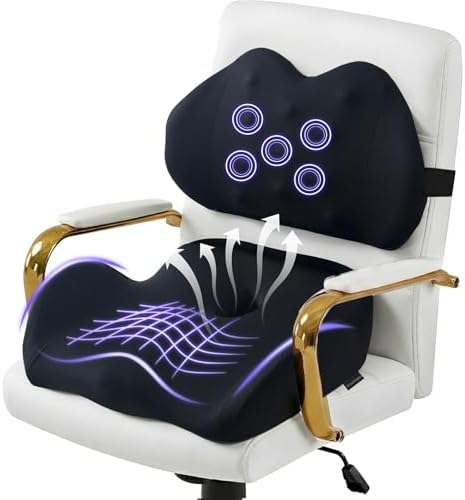 Extra Large Memory Foam Seat Cushion and Lumbar Support Pillow for Office Chair Pressure Relief Sciatica & Tailbone Pain Relief Chair Pad for Home,Car Seat,Wheelchair