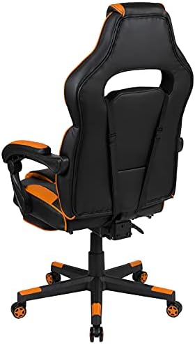 Flash Furniture X40 Gaming Chair Racing Ergonomic Computer Chair with Fully Reclining Back/Arms, Slide-Out Footrest, Massaging Lumbar - Black/Orange
