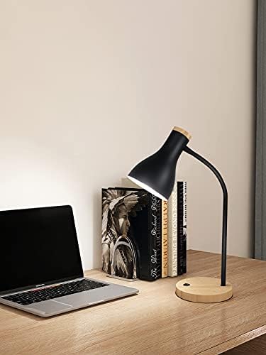 LALISU Metal Desk Lamp Table Lamp Reading Lights Arc Desk Lamps Wood Base