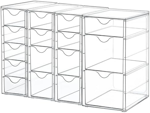Vtopmart 4 Set Acrylic Desk Organizer with 16 Drawers for Office, Makeup