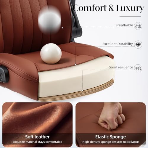 Office Chair, Ergonomic Executive Desk Chair Inflatable Lumbar Support High Back Computer Desk Chair Thick Cushion, Flip-Up Arms and Ergonomic Back Comfy Executive Office Chair for Home Office Gaming