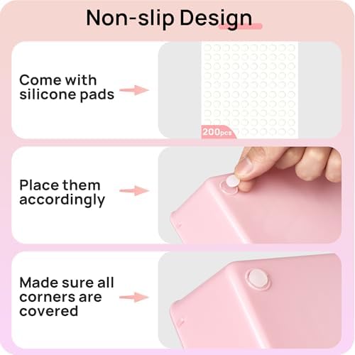 Vtopmart 44 PCS Plastic Drawer Organizers Set, Vanity Organizer Trays, Pink