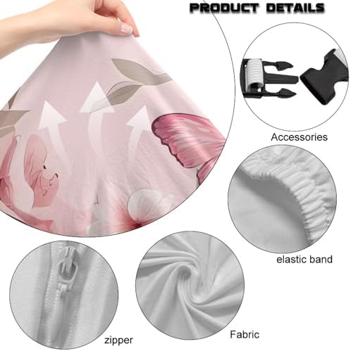 Pink Flower Gaming Chair Cover Stretchable Game Chair Slipcovers with 2 Armrest Covers, Scratch-Proof Gamer Desk Chair Covers for Computer Office Seat