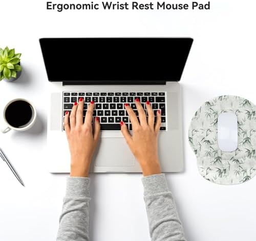 RICHEN Ergonomic Mouse Pad with Wrist Support,Non-Slip Rubber Base for Computer Laptop & Mac,Lightweight Rest for Home,Office & Travel (Bamboo Leaf)
