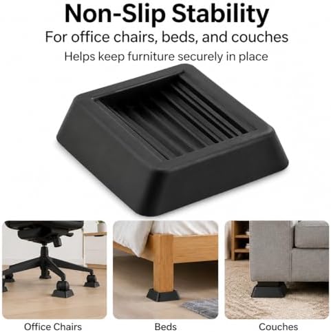 3.15"*3.15" Non Slip Furniture Pads Wheel Stoppers for Office Chairs Beds Couches Prevent Sliding on Carpet Hard Floors Fits 1-4 Inch Wheels Silicone Caster Cups Durable Grips (9 PCS)
