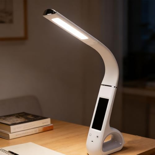 Hidyliu Adjustable LED Desk Lamp with Eye Protection for Office Work, Reading, and Studying (White)