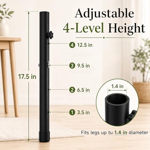 Folding Table Leg Extenders, 4-Level Adjustable Height Table Risers