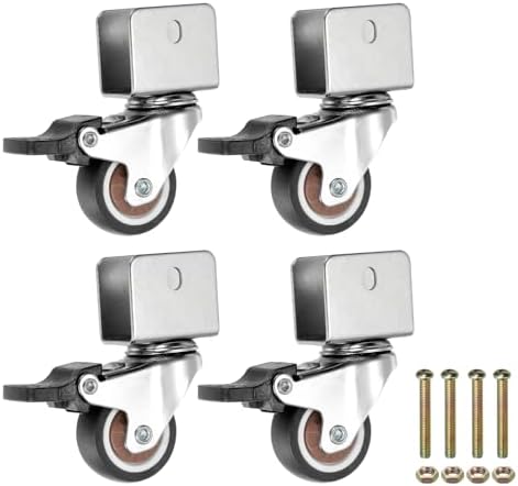PATIKIL 1.25 Inch Caster Wheels, 4 Pcs Swivel Casters with Break 0.7" U Bracket Opening 55 Lb Capacity Per Caster for Furniture Office Chairs Carts and Cabinets, Brown