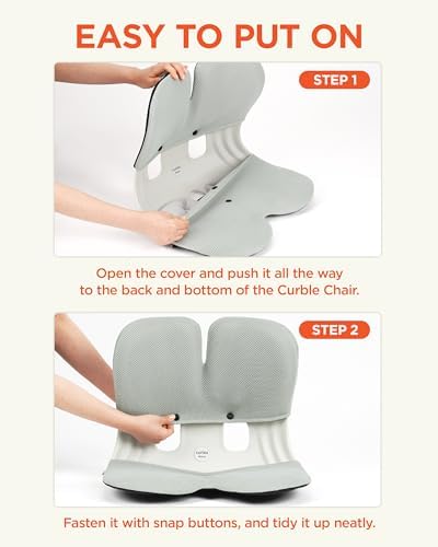 curble Grand Cover, Detachable Cover for Adult Chair, Ergonomic Chair Back Support and Lumbar Support (Grey)
