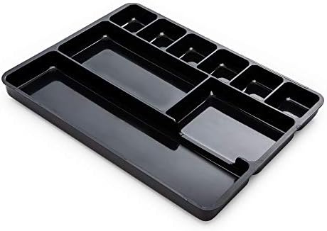 Desk Drawer Organizer Tray with 9 Storage Compartments - For Home and Office - Drawer Organizers Office, Perfect Organizing Pens, Pencils, Paper Clips, Sticky Notes and all your Supplies - 2 Pack