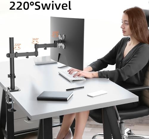 Bracwiser Monitor Mount Single Fully Adjustable Arm Fits One Screen 13-32 inch 22lbs for Monitor Computer Screen 13 15 17 19 20 22 23 24 26 27 30 32 inch VESA 75 100 (MD7421)