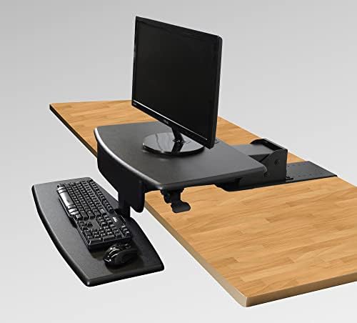 Kantek Standing Desk Converter, Clamps to Desk for Stability & Space, Adjustable Upto 23", Sit to Stand Home Office Workstation, Grommet Hole, Black,STS800