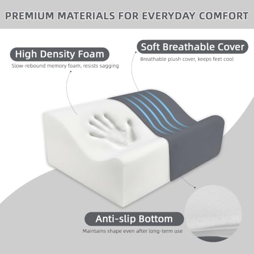 Work Foot Rest Under Desk,Ergonomic Footrest & Washable Cover Grey