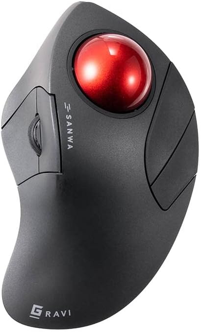 SANWA 3-Device Wireless Trackball Mouse, Index Finger 44mm Roller Ball Mice