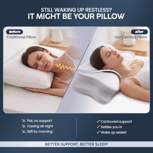 Utopia Bedding Cervical Neck Pillow for Sleeping, Ergonomic Cooling Pillow