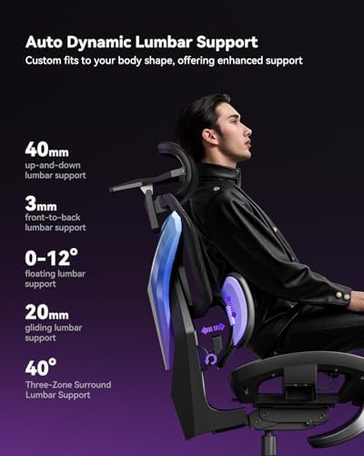 AutoFull G7 Gaming Chair - 3-Zone Lumbar, 22-Point Adjustment, Breathable Mesh, Custom Backplate, 720° Armrests, BIFMA Certified Ergonomic, 140° Recline, IGR Certified, Niko Endorsed - Purple