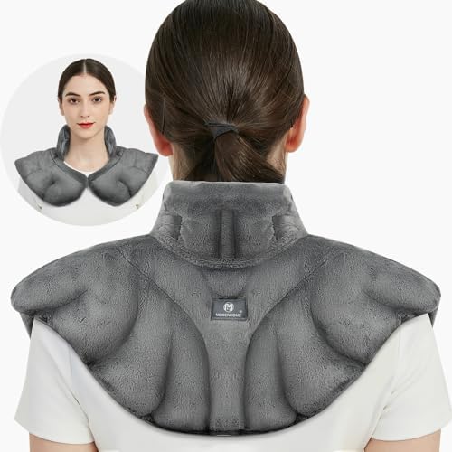 Microwavable Heat Pad for Neck and Shoulders, Warm Compress Wrap, Grey