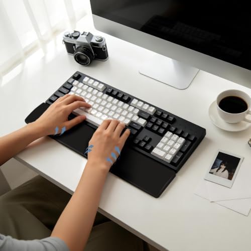 17 Inch Silicone Keyboard Wrist Rest, 0.59 Inch Thick Ergonomic Wrist Support for Full Size Mechanical & Membrane Keyboards, Honeycomb Non-Slip Pad for Office Gaming (Black)
