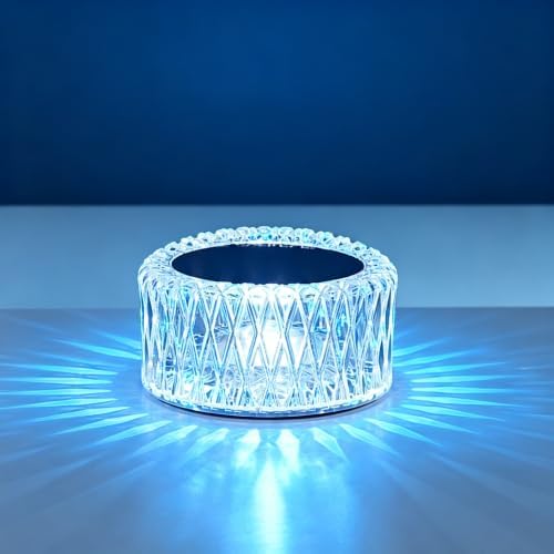 Portable Crystal LED Table Lamp, 3-Levels Brightness Desk Lamp,3 Color Touch Control Rechargeable Lamp for Bedroom Living Room Decor(Blue)