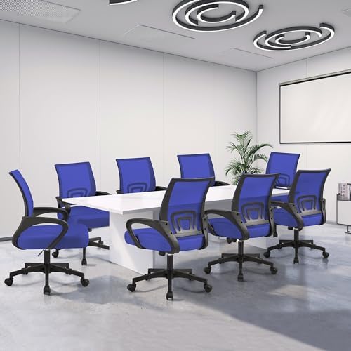 Yaheetech Mid-Back Mesh Computer Office Desk Chair Adjustable Swivel, Blue