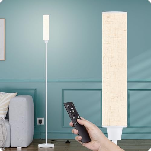Nukanu Floor Lamp with Remote Control,White,Linen lampshade