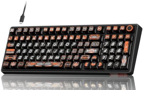 RK ROYAL KLUDGE R98 Pro Wired Mechanical Keyboard, RGB PC Gaming Keyboard with Number Pad and Volume Knob, dye Sublimation DSA Profile Pudding Keycaps, for Win/Mac, Hot Swappable Linear Cream Switch