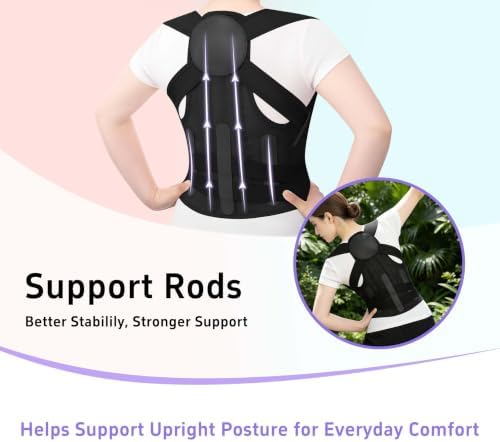 Back Brace Posture Corrector for Women and Men Upgraded Dynamic Traction Correction System Adjustable Shoulder Support Straightener Helps Reduce Upper Lower Back Pain Suitable for Hump Scoliosis Black Medium