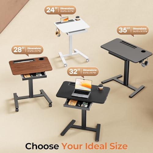 32" Mobile Desk with Drawer, Rolling Standing Desk on Wheels