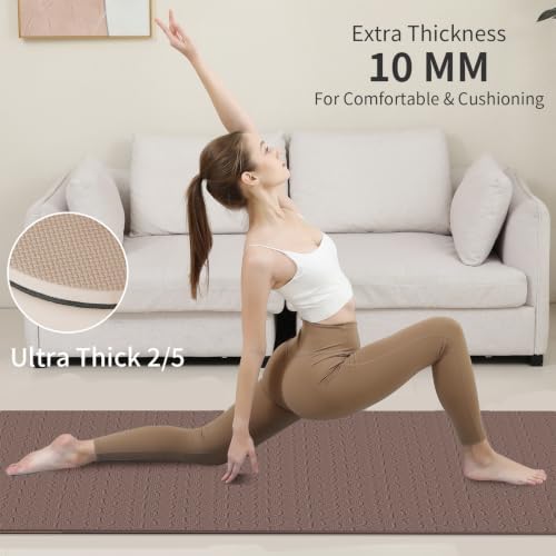 PAIDU POE Yoga Mat （10mm）Extra Thick Fitness Mat 72"x24" with Carry Strap