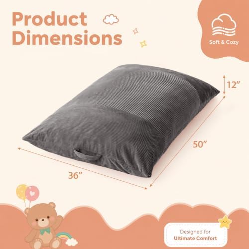 HUGHEAVEN Comfy 3-in-1 Kids Bean Bag Chair, Removable Cover Floor Chair