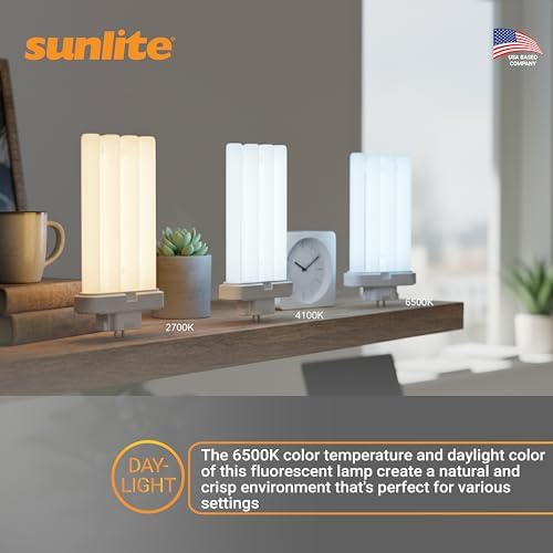 Sunlite 40531 FML27/65K/2PK Quad Tube Plug-in Compact Fluorescent Lamp, FML 4-Pin, 27 Watts, 1500 Lumens, 6500K Daylight, 4-Pin (GX10q4) Base, 120 Volts, 2 Pack