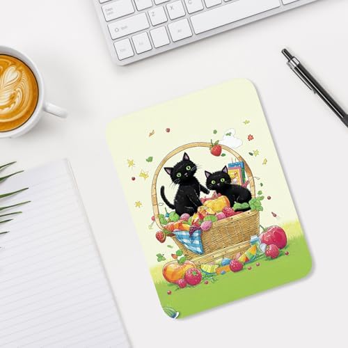 Small Mouse Pad, Mini Mouse Pad 6 x 8 Inch, Thick Rubber Waterproof Mouse Mat, Cute Mousepad for Women Men Wireless Mouse Laptops Home Office, Fruit Cat