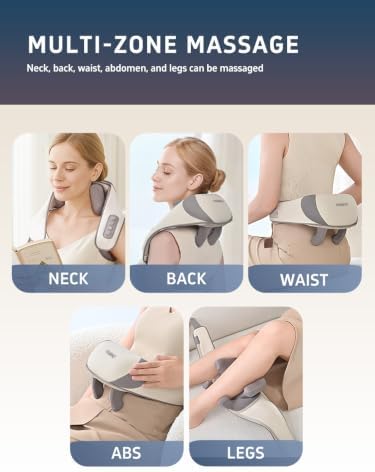 Cordless Neck and Shoulder Massager with Heat, 6D Shiatsu