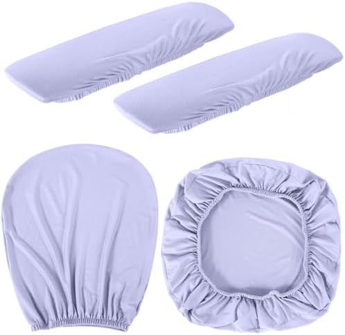Tallew 4 Pcs Office Chair Covers Set Computer Universal Protective Stretchable Chair Seat Covers Desk Armrest Cover Slipcovers Pads Office Cushion Backrest for Rotating(Regular,Light Purple)