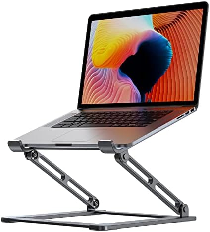 Laptop Stand for Desk - Adjustable Laptop Holder, Portable Laptop Riser with Multi-Angle Height Adjustable Computer Stand for MacBook Air/Pro and More Notebooks 10-17.3" - Grey