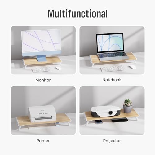 loukin Monitor Stand Riser for Desk, 22.4" × 8.2" Computer Stand, Wood