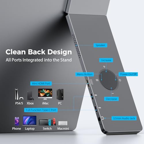 KYY Portable Monitor for Laptop, Travel Monitor with Stand Support Two Mode