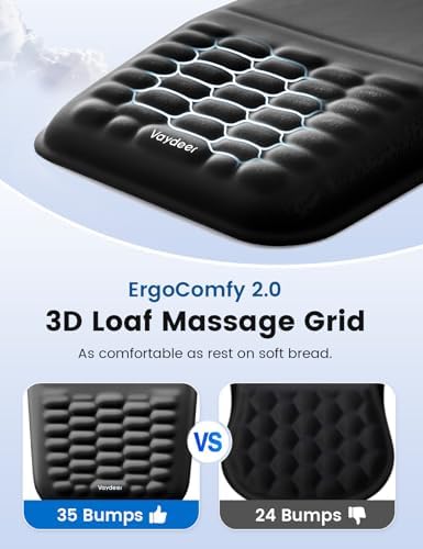 2-in-1 Keyboard & Mouse Wrist Rest Set – Ergonomic Pain-Relief Support, Memory Foam Wrist Cushion with 8° Slope & Massage Nubs, Non-Slip PU Base, Relieves Wrist Pain & Carpal Tunnel from Long Typing