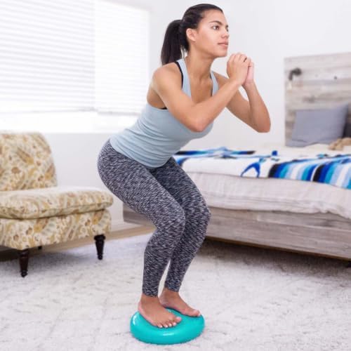 ProsourceFit Core Balance Disc, Inflatable Wobble Cushion with Hand Pump, Dual-Textured Non-Slip Surface for Core, Balance, and Stability Training, 14-inch